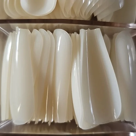 Nail Tips with Storage Box Cream Colored Glue On Coffin Nail Tips - Picture 7 of 9